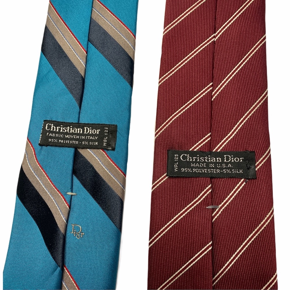 Set of 4 - Christian Dior Neck Ties - Red & Blue - Picture 6 of 7